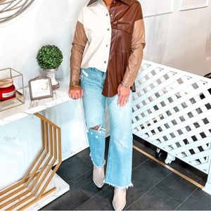 Brown Combo Leather Jacket